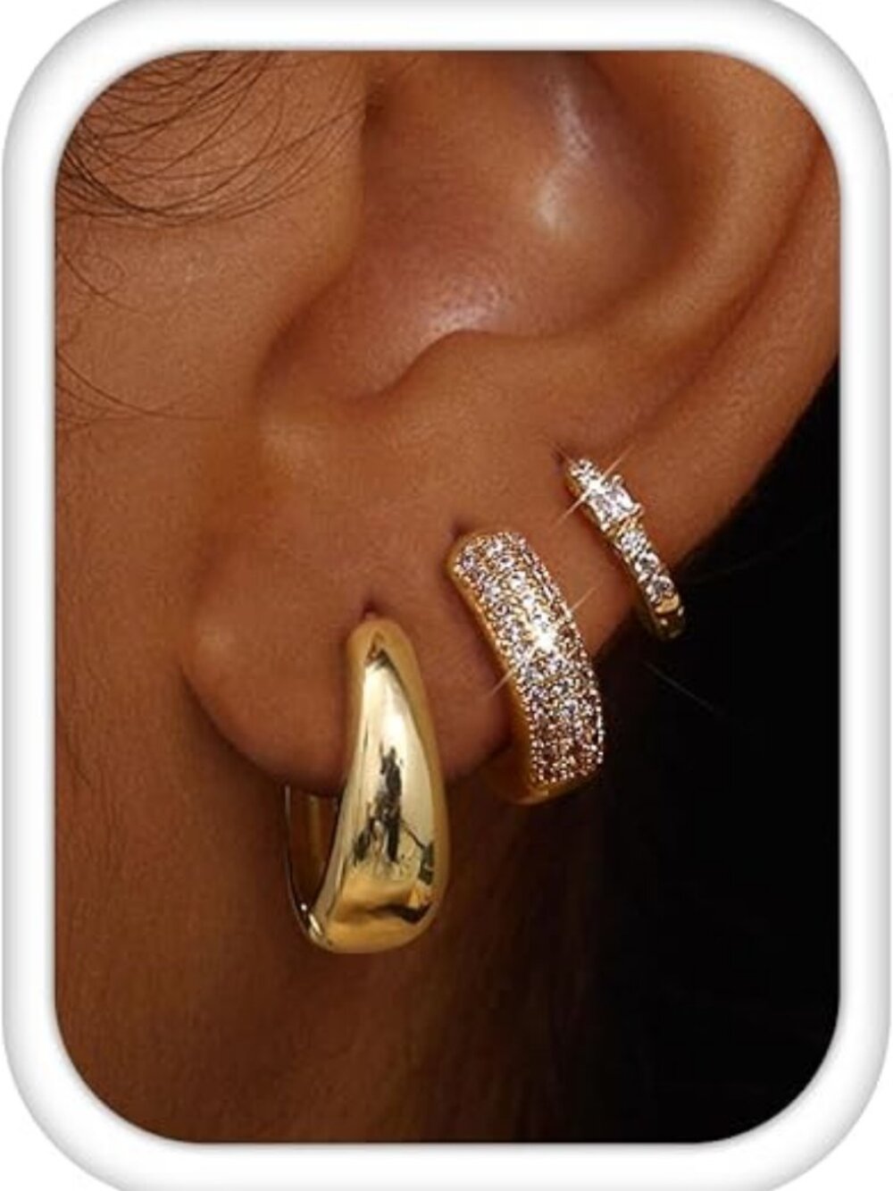 LOLIAS Small 14K Gold Plated Chunky Hoop Earrings for Women Hypoallergenic Silve